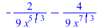 `+`(`-`(`/`(`*`(`/`(2, 9)), `*`(`^`(x, `/`(5, 3))))), `-`(`/`(`*`(`/`(4, 9)), `*`(`^`(x, `/`(7, 3)))))); 